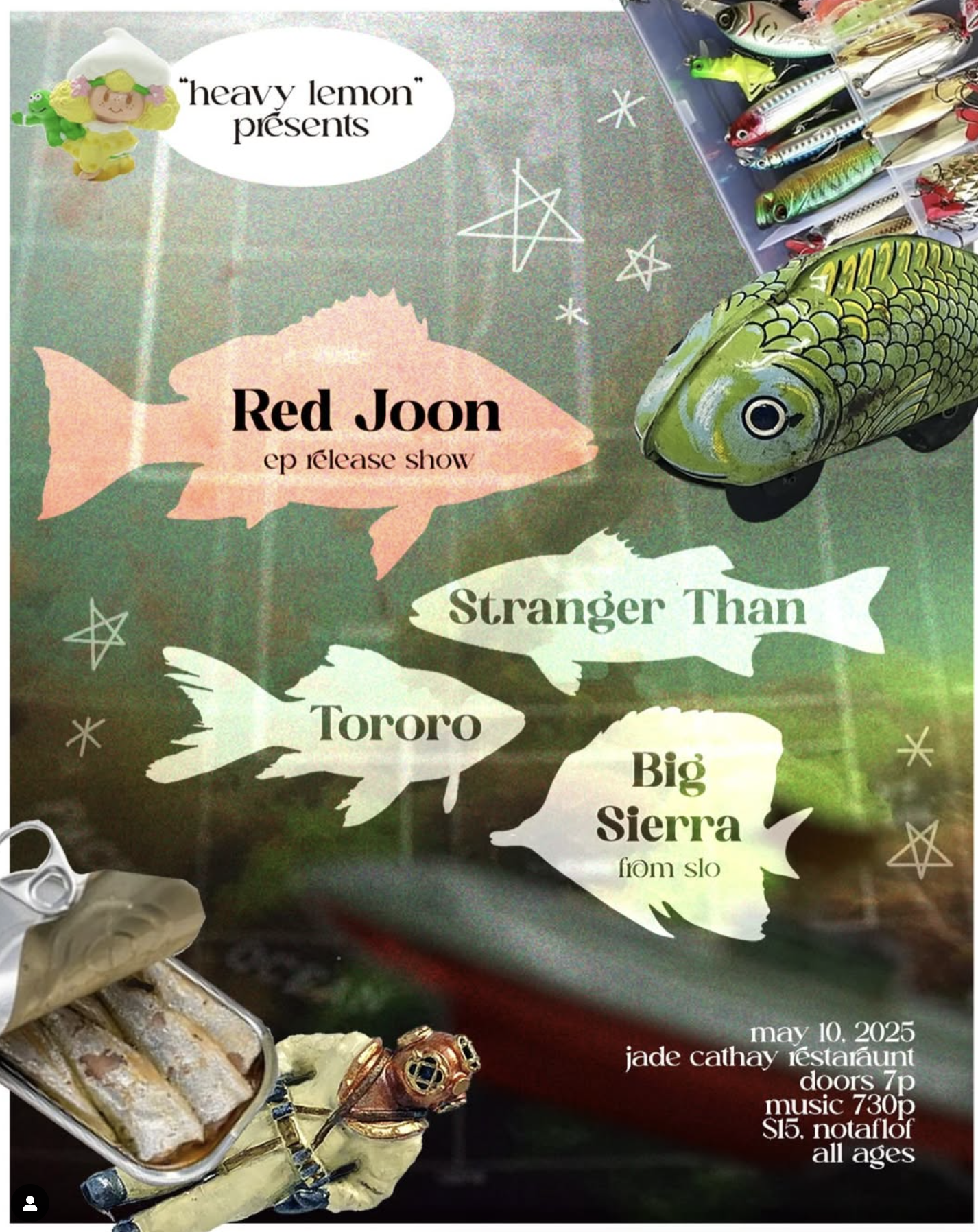 SATURDAY MAY 10TH AT @jadecathay !!! JOIN US IN CELEBRATING THE NEW EP BY @redjoonband with support from @strangerthanca @tororoisaband and @big.sierra !! ALL AGES $15 BUT NOTAFLOF 7PM DOORS / 730PM MUSIC NO OUTSIDE FOOD OR DRINK PLS